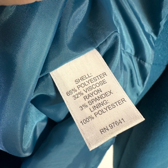 J. Jill Teal Blue Peacoat Coat Jacket Lined Funnel Neck Stretch Size Large - Picture 4 of 7